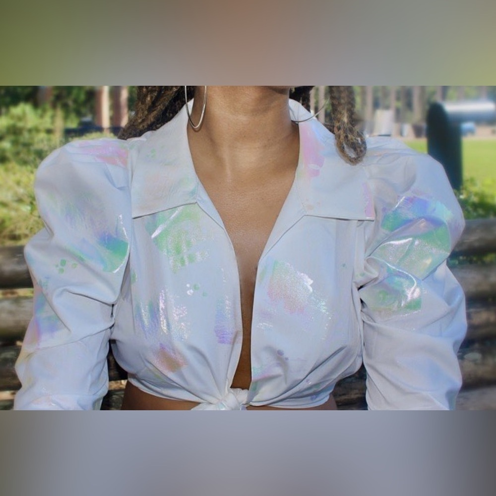 Iridescent White Women's Top
